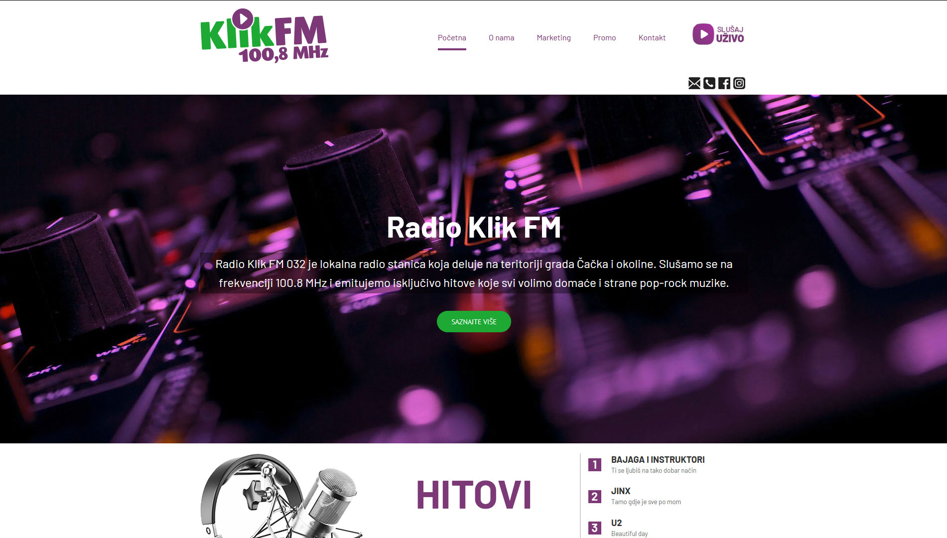 Radio Klik FM 100,8 MHz Čačak - Hitovi radija Klik FM