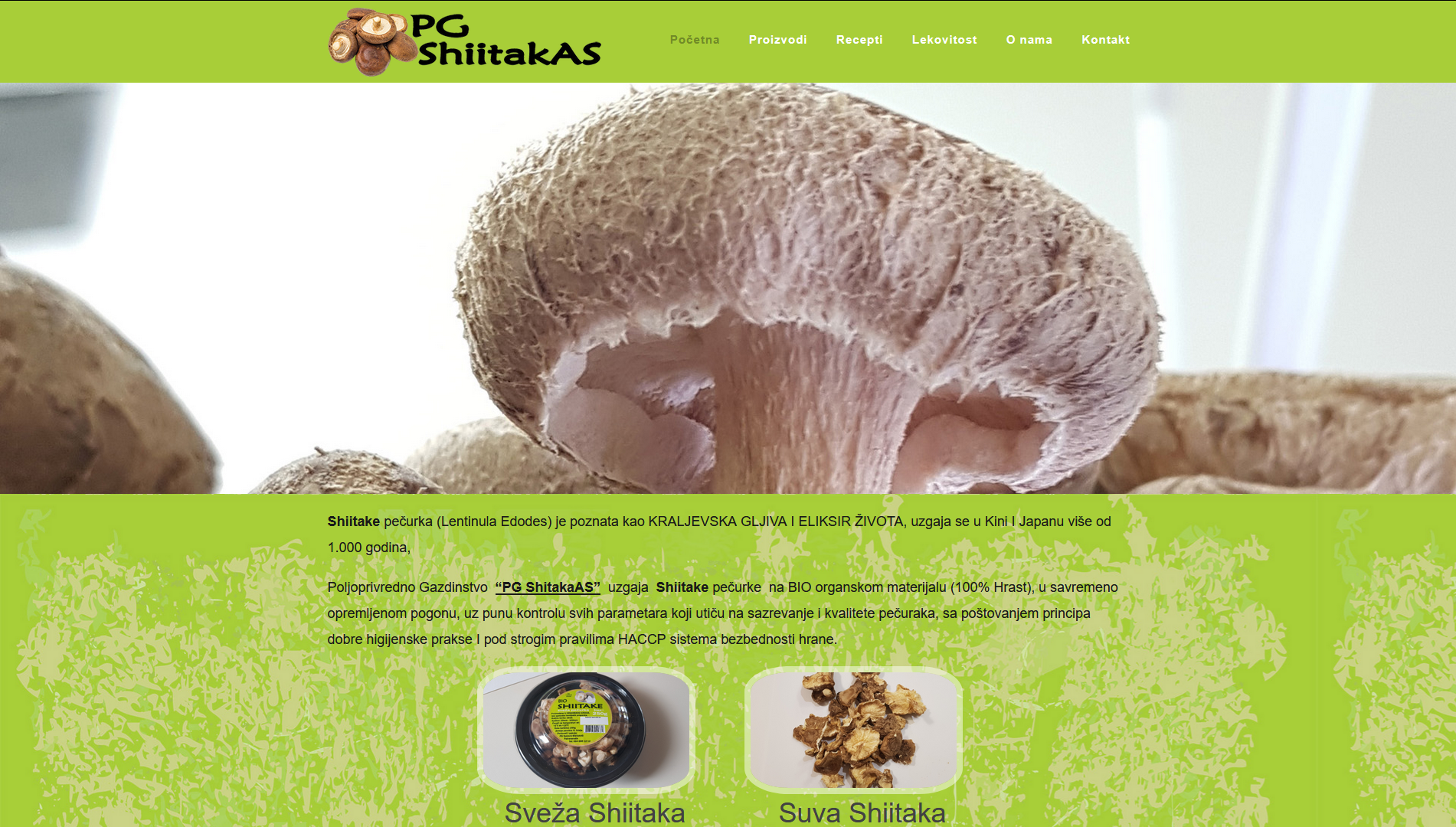 Poljoprivredno Gazdinstvo “PG ShitakaAS” uzgaja Shiitake pečurke na BIO organskom materijalu