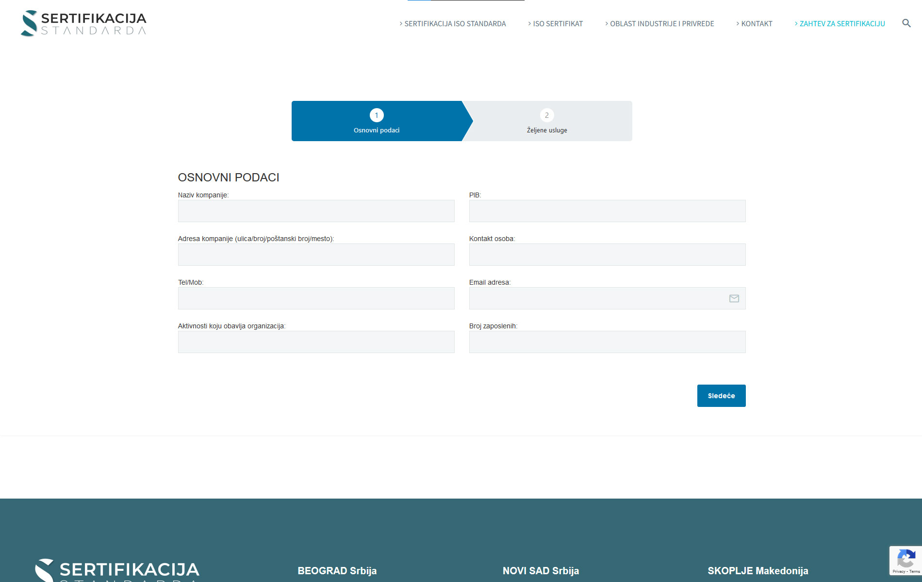 Sertifikacija standarda Srbija - Zahtev za sertifikaciju