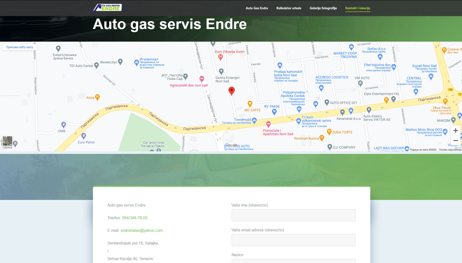Auto gas endre na dve adrese