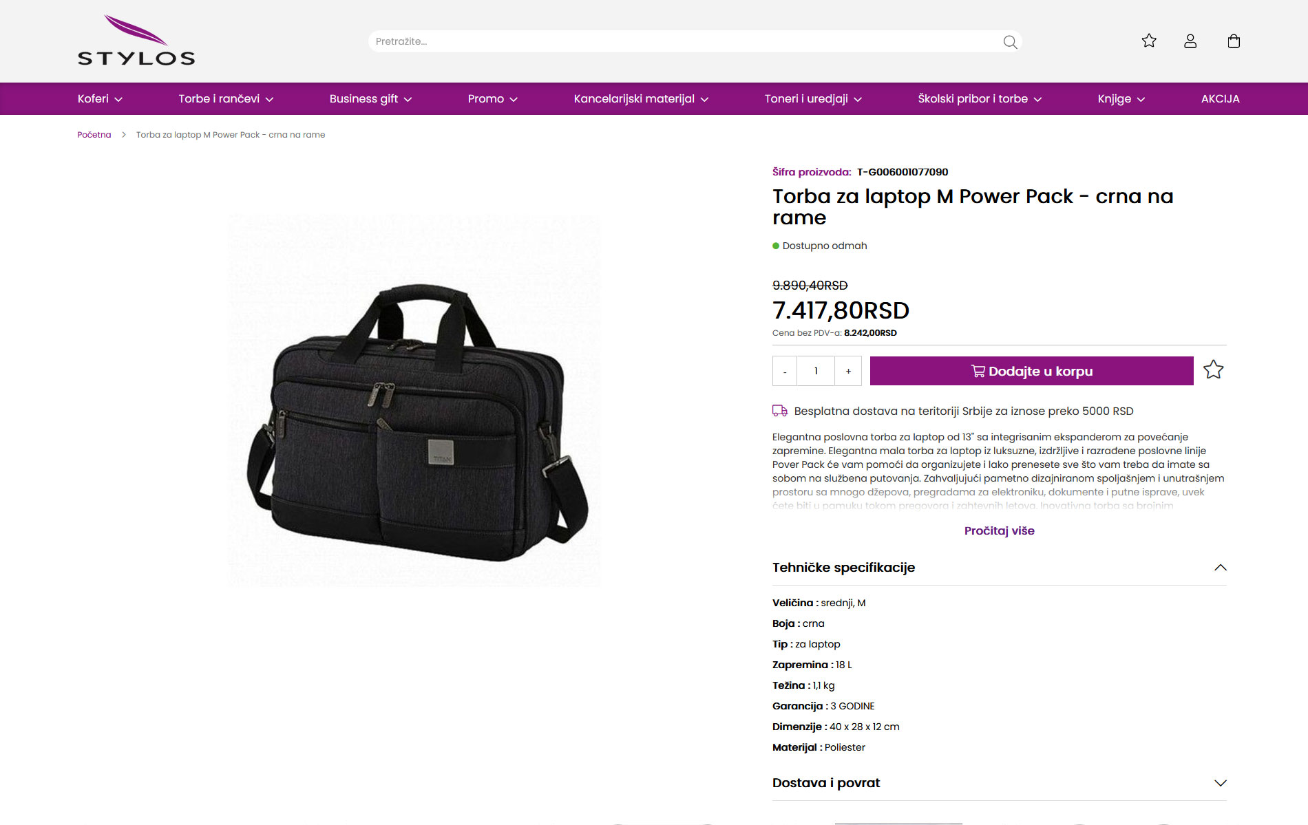 Stylos torbe